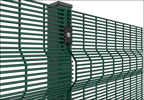 High Security Prison Fence of 358 Mesh Curved Panel Dark Green Powder Coated - 3D Fence Panel