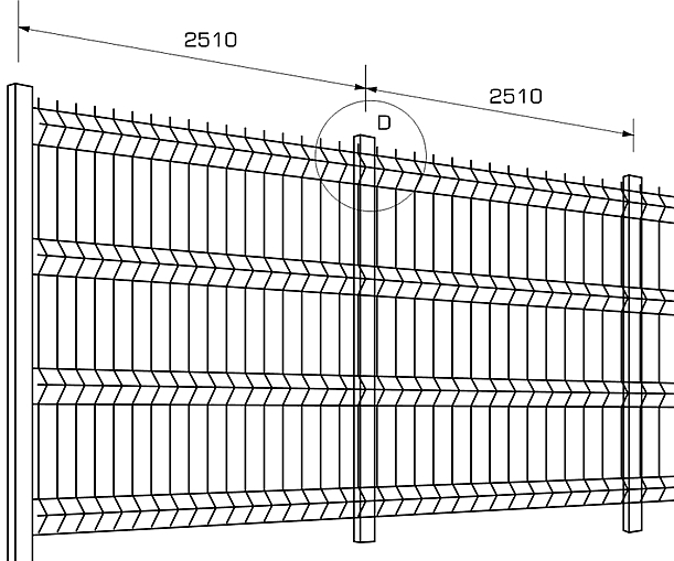 4 V Bends 3D Curved Welded Wire Mesh Panel Fence with Posts