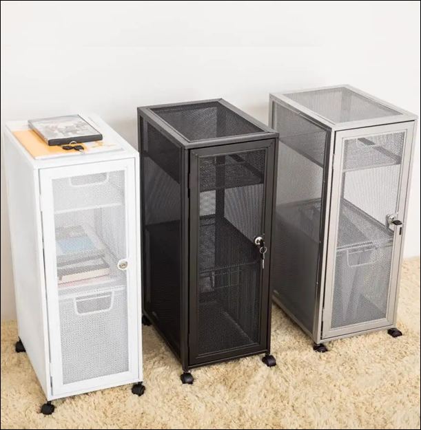 Steel Wire Mesh Lockers - Mobile Lockers with wheels for Office Storage